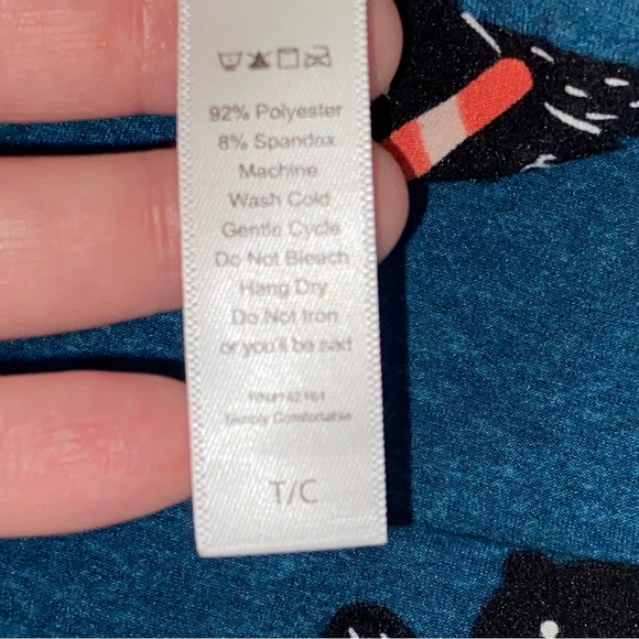 LuLaRoe Blue with black bears wearing scarves print leggings in women’s size TC - Picture 3 of 4